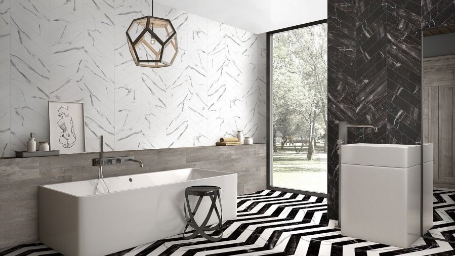 černobílá koupelna