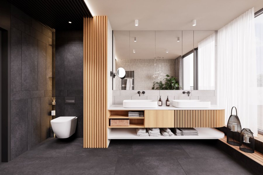 černobílá koupelna