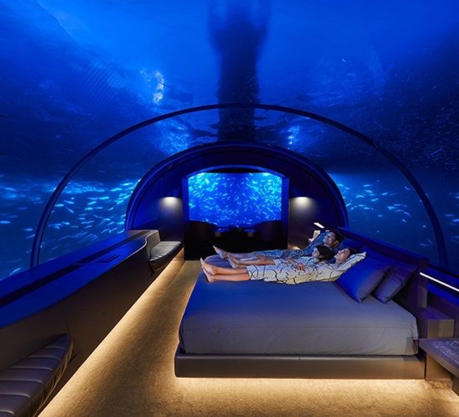 Hlavní ložnice The Muraka by Hilton pod oceánem 