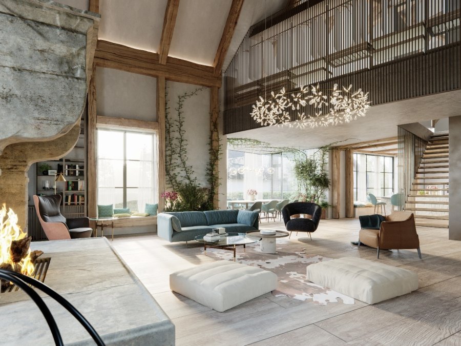 interior of the project with building plots with building permit for five houses, Prague 8 - Bohnice