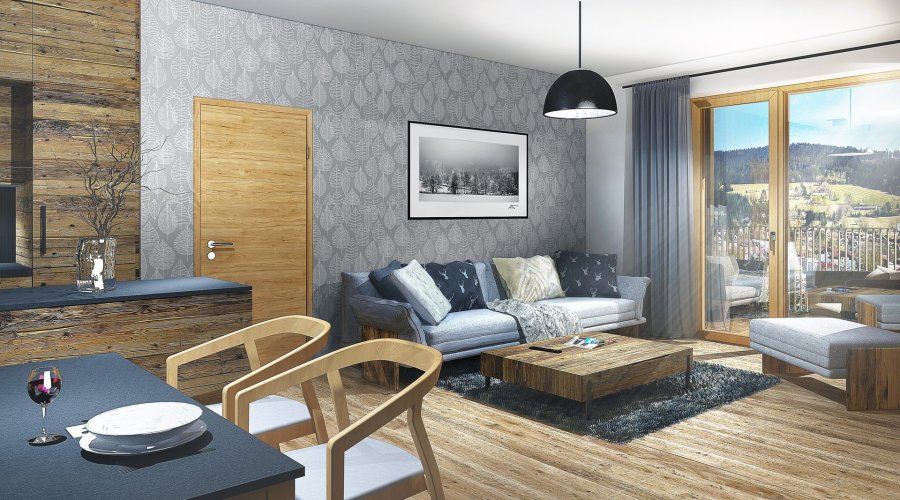 Prodej apartmánu 1+kk/T,  41,5 m², v Rezidenci Svatá Barbora, Železná Ruda