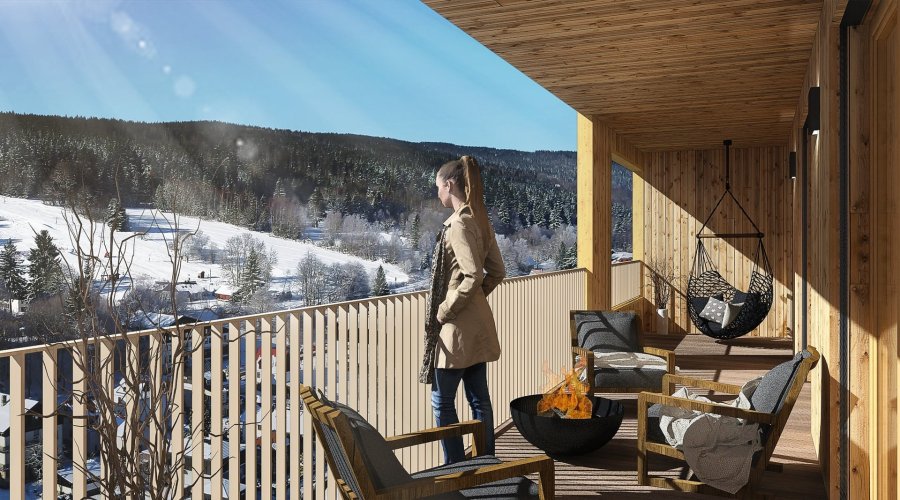 Prodej apartmánu 3+kk/B, 78,4 m², v Rezidenci Svatá Barbora, Železná Ruda