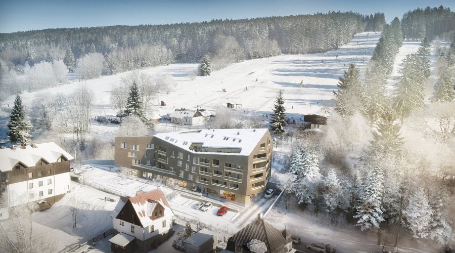 Prodej apartmánu 3+kk/T, 118,6 m², v Rezidenci Svatá Barbora, Železná Ruda