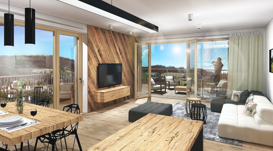 Prodej apartmánu 3+kk/2B,  107,5 m², v Rezidenci Svatá Barbora, Železná Ruda