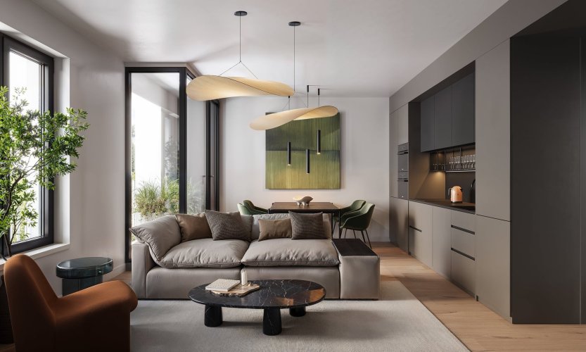 Prodej bytu 2+kk/T, 64,9 m², v rezidenci Na Nároží, Praha 8 – Kobylisy