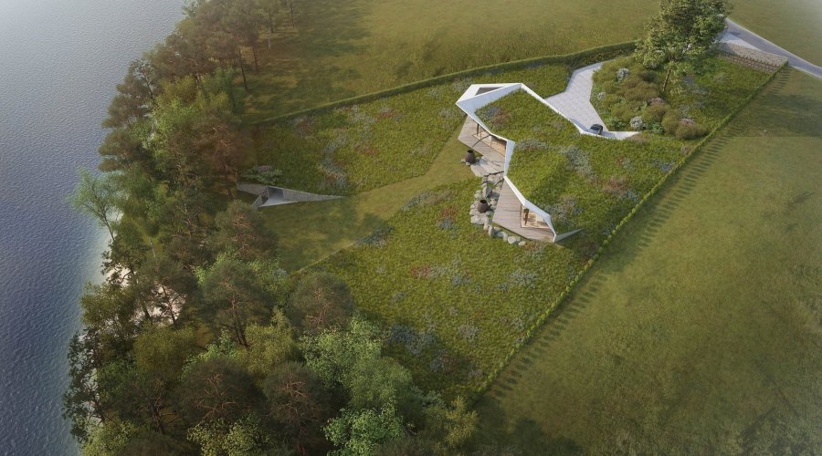 Prodej unikátního stavebního pozemku s architektonickým návrhem projektu, Kamýk nad Vltavou